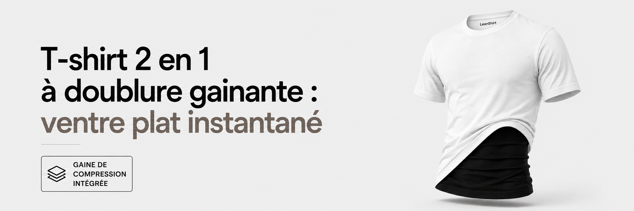 T-shirt 2 en 1 à doublure gainante : ventre plat instantané